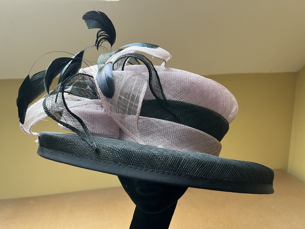 Purple Lavendar & Black Sinamay Bow